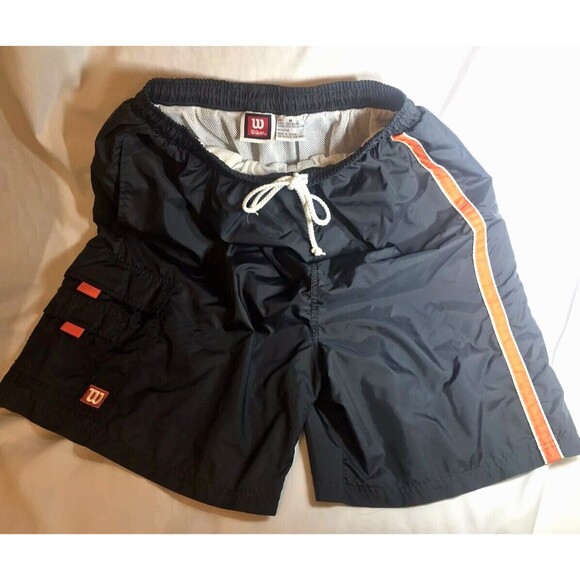 Wilson Dark Gray drawstring athletic shorts, Sz M, 5 pocket, nylon/polyester - Picture 1 of 9